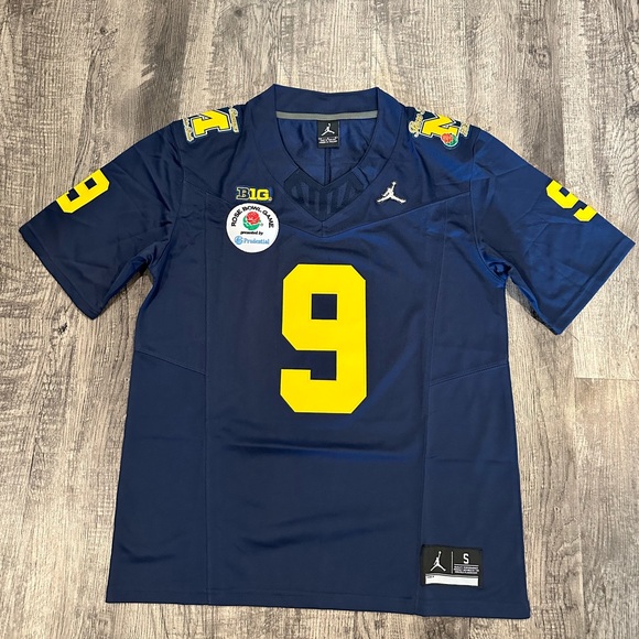 JJ McCarthy Michigan Wolverines Rose Bowl 2024 Blue Jersey Size S-XXL - Picture 1 of 9